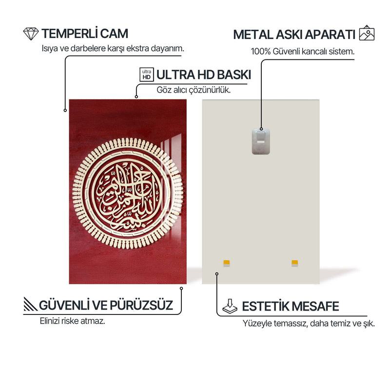 Bordo Besmele Cam Tablo (Kopya) – Cam Tablo