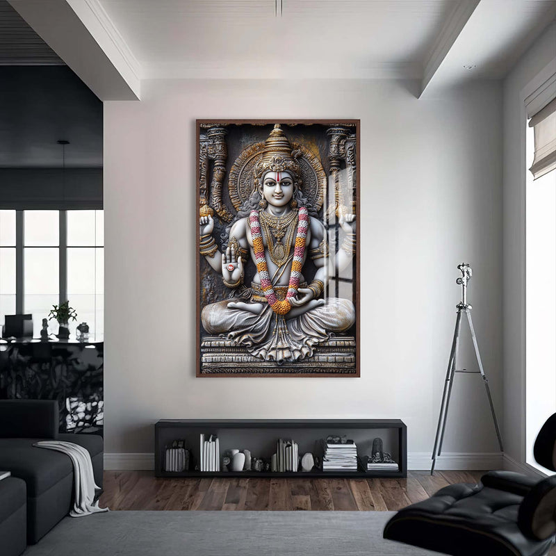 Hindu Tanrısı Cam Tablo – Ceviz Çerçeveli Cam Tablo