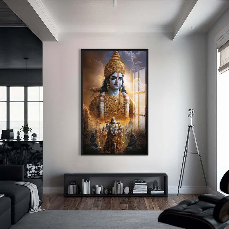 Hindu Tanrısı Cam Tablo – Siyah Çerçeveli Cam Tablo