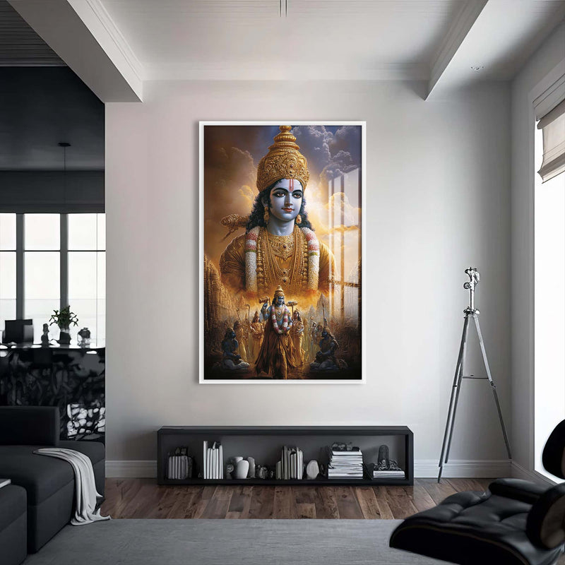 Hindu Tanrısı Cam Tablo – Beyaz Çerçeveli Cam Tablo