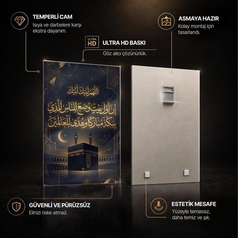 Kabe Ayet Hat Sanatı Cam Tablo Ortam Görseli