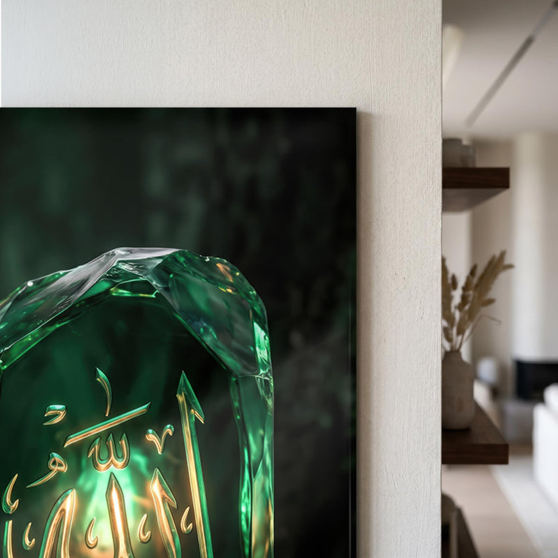 Allah Hattı Zümrüt Kristal Cam Tablo – Cam Tablo