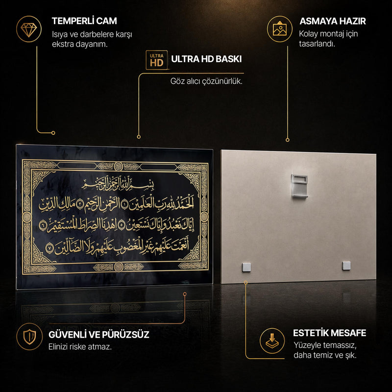 Fatiha Suresi Hat Yatay Cam Tablo – Cam Tablo