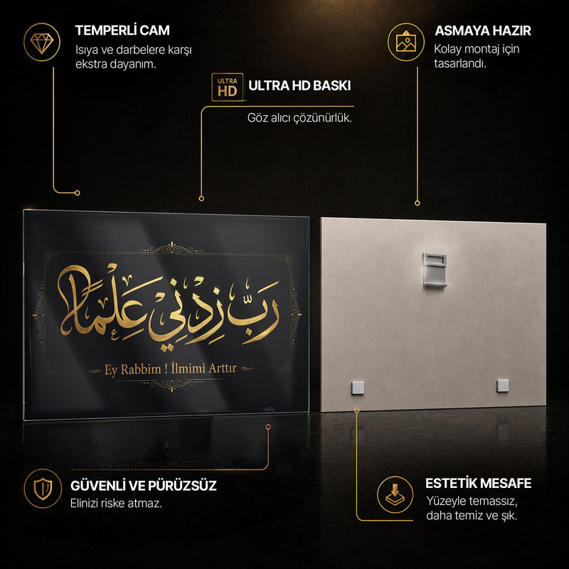 Rabbi Zidni İlmen Hat Yatay Cam Tablo – Cam Tablo