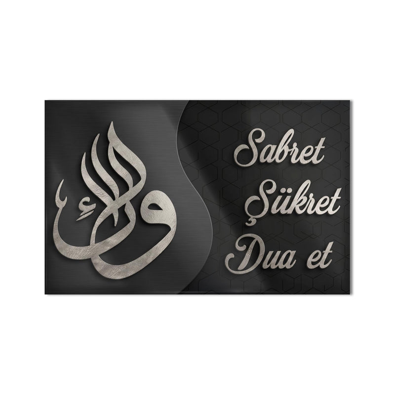 Sabret Şükret Dua Et Cam Tablo Ortam Görseli