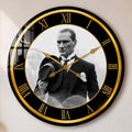 Şapkalı Atatürk Portresi Cam Duvar Saati