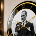 Şapkalı Atatürk Portresi Cam Duvar Saati