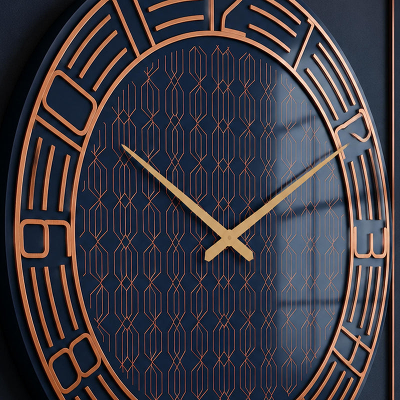 Art Deco Lacivert Cam Duvar Saati