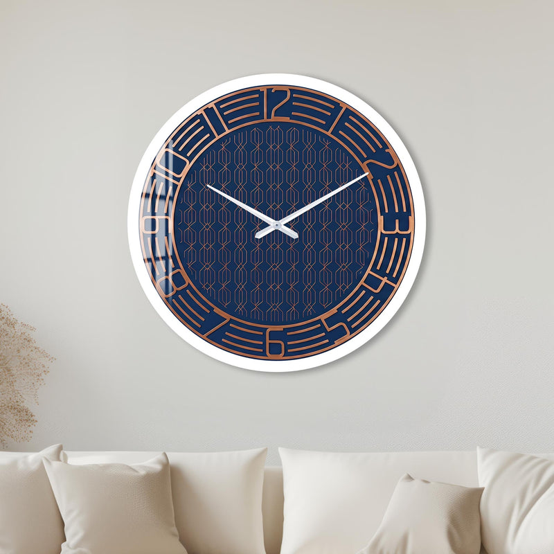 Art Deco Lacivert Cam Duvar Saati