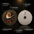 Nostaljik Gramofon Cam Duvar Saati