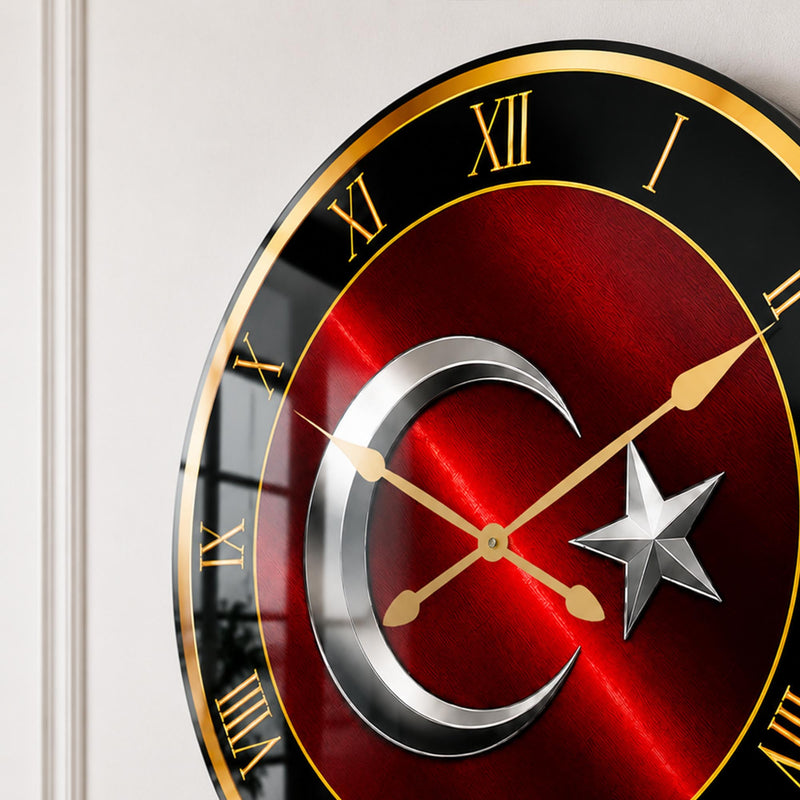 Kızıl Hilal Kadranı Cam Duvar Saati