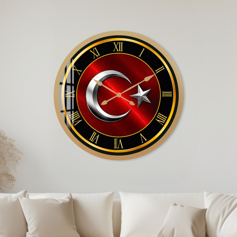 Kızıl Hilal Kadranı Cam Duvar Saati