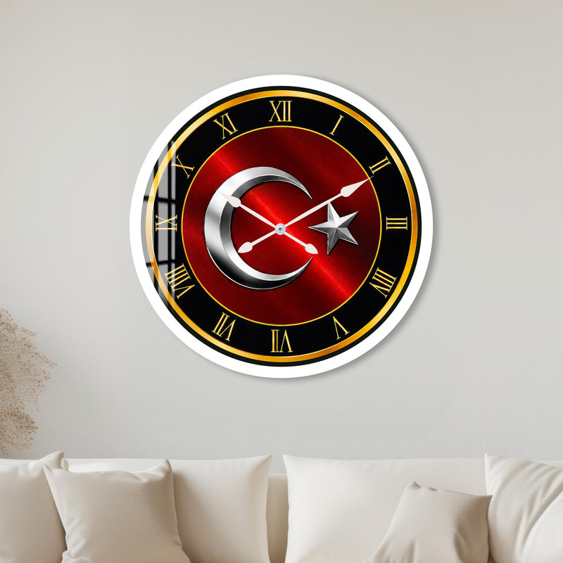 Kızıl Hilal Kadranı Cam Duvar Saati