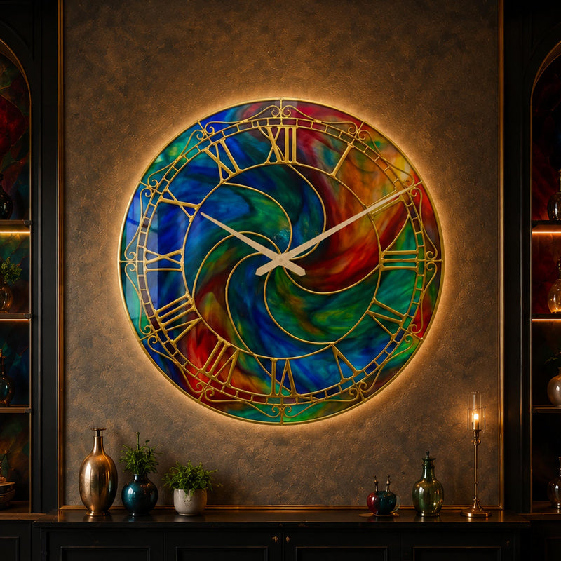 Vitray Spiral Cam Duvar Saati