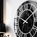 Gece Mermeri Roma Cam Duvar Saati
