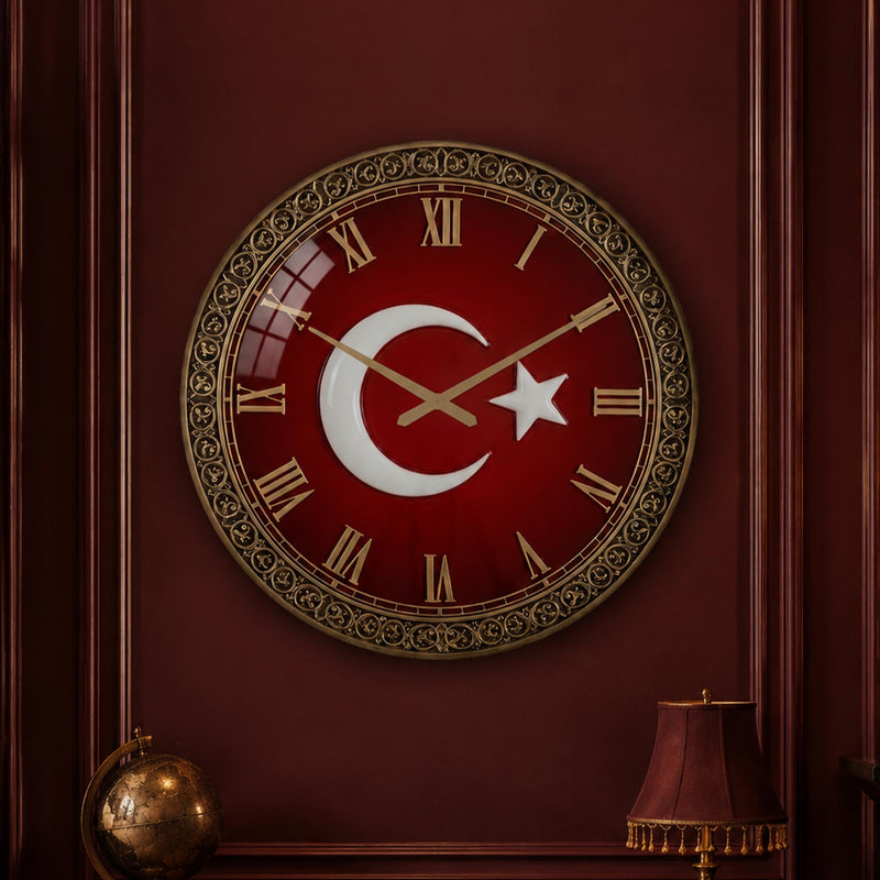 Türk Bayrağı Cam Duvar Saati