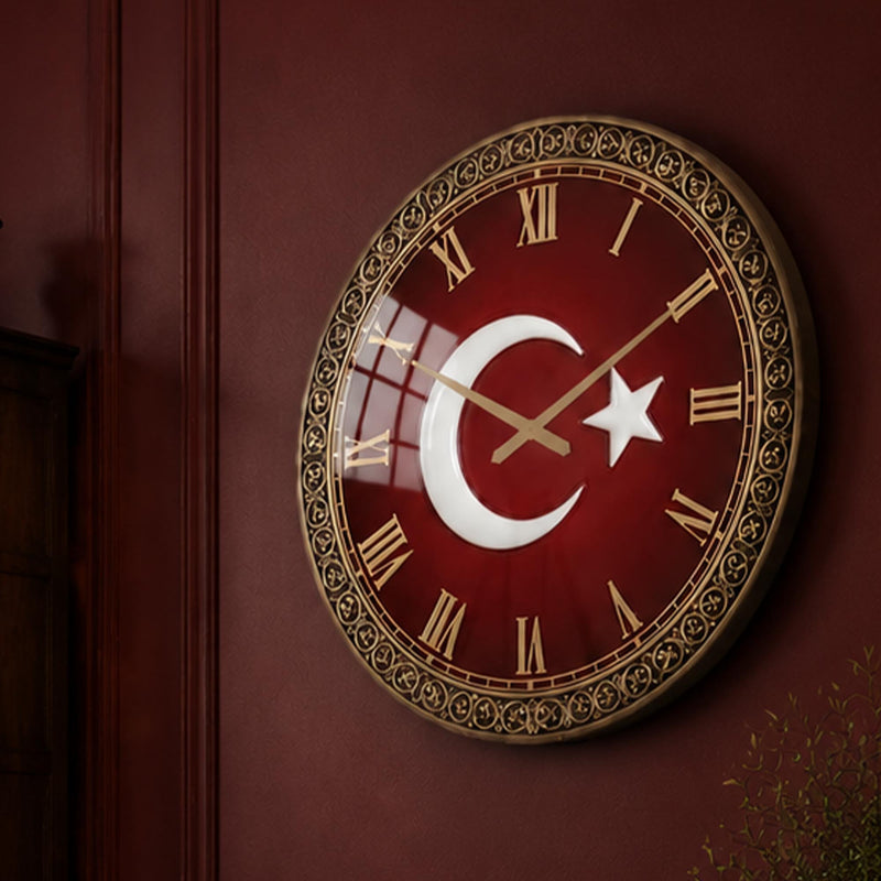 Türk Bayrağı Cam Duvar Saati