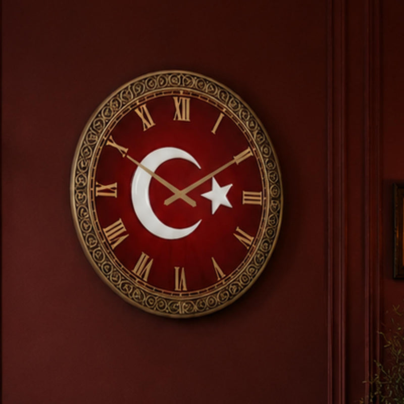 Türk Bayrağı Cam Duvar Saati
