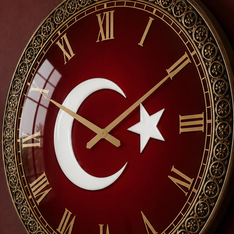 Türk Bayrağı Cam Duvar Saati