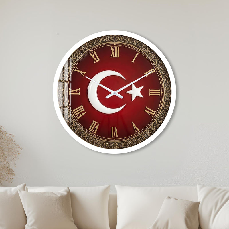 Türk Bayrağı Cam Duvar Saati