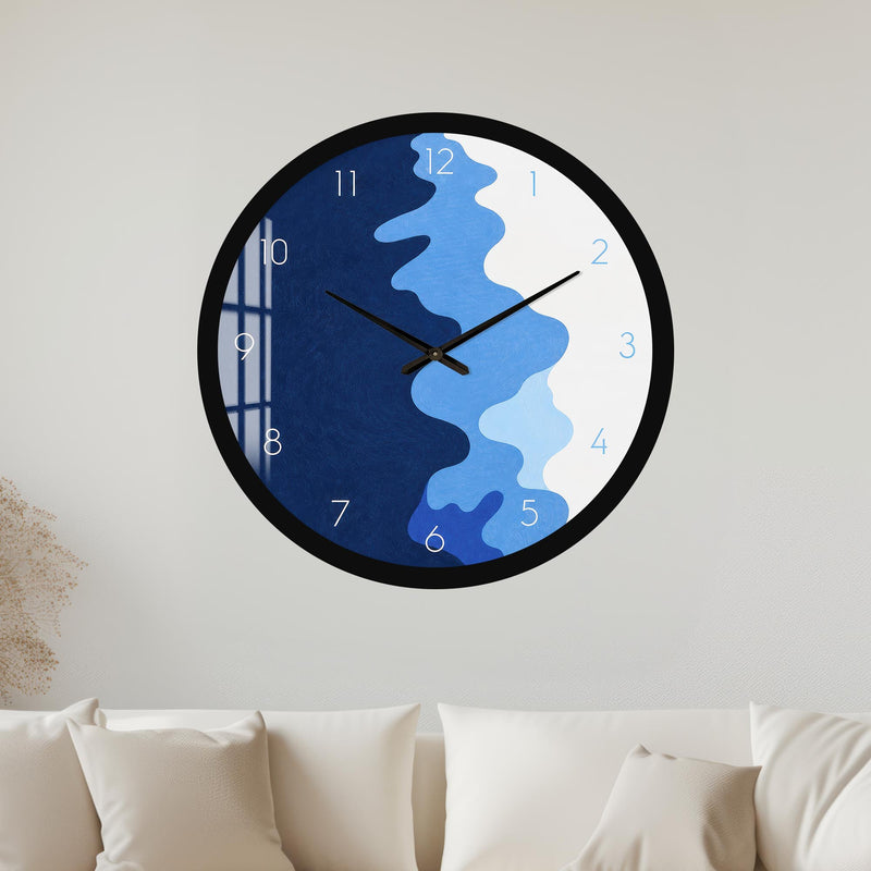 Lacivert Gelgit Cam Duvar Saati