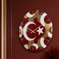 Türk Bayrağı Geometrik Cam Duvar Saati