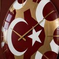 Türk Bayrağı Geometrik Cam Duvar Saati