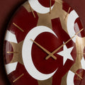 Türk Bayrağı Geometrik Cam Duvar Saati