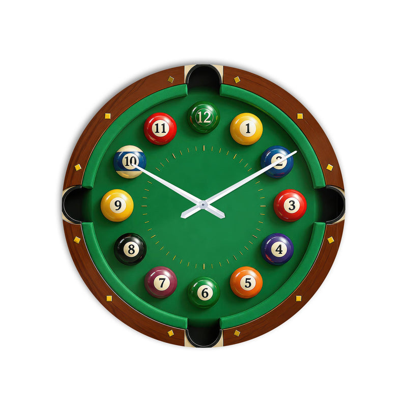 Bilardo Masası Zamanı Cam Duvar Saati