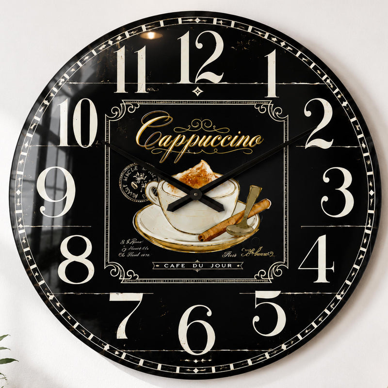 Kahve Kokulu Cappuccino Köşesi Cam Duvar Saati