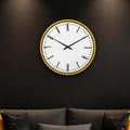 Sarı Çerçeveli Modern Saat Cam Duvar Saati