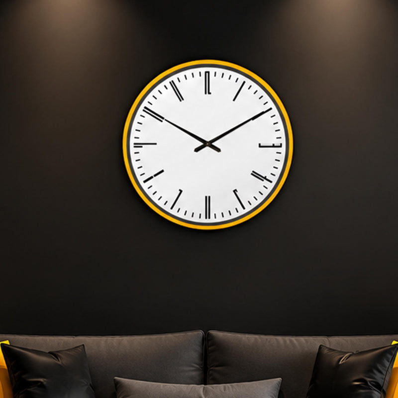 Sarı Çerçeveli Modern Saat Cam Duvar Saati