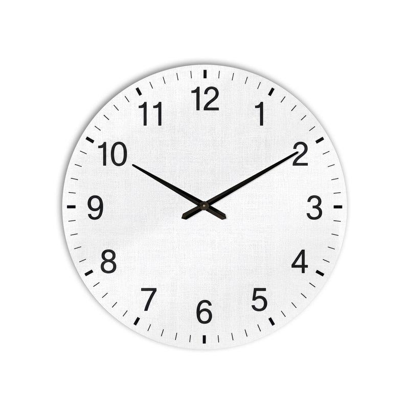 Minimal Beyaz Rakamlı Saat Cam Duvar Saati
