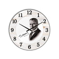 Atatürk İmzalı Ahşap Portre Cam Duvar Saati