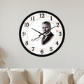 Atatürk İmzalı Ahşap Portre Cam Duvar Saati