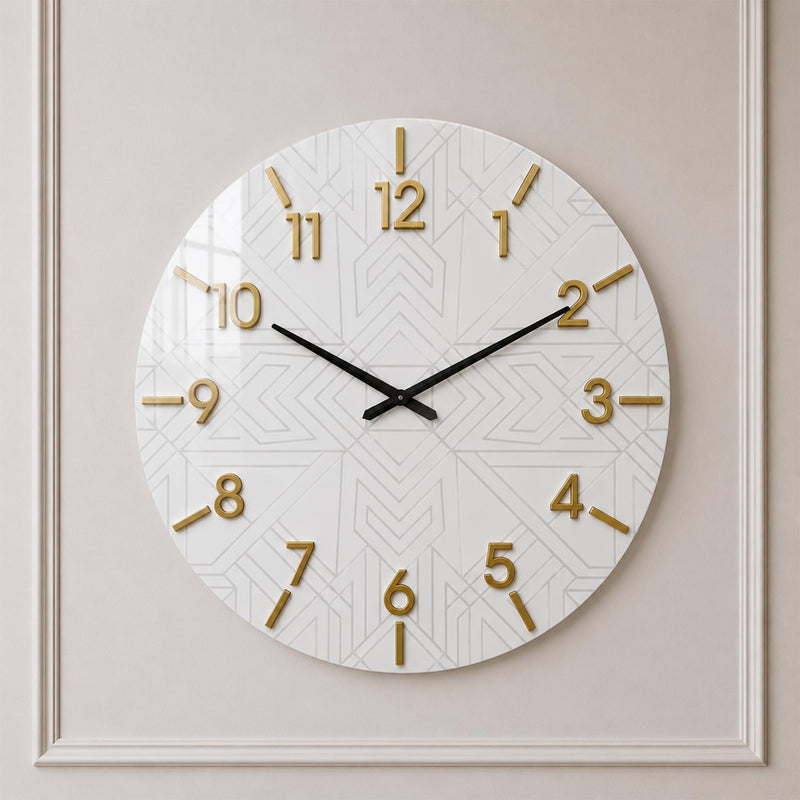 Art Deco Rakam Cam Duvar Saati