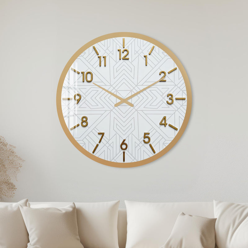 Art Deco Rakam Cam Duvar Saati