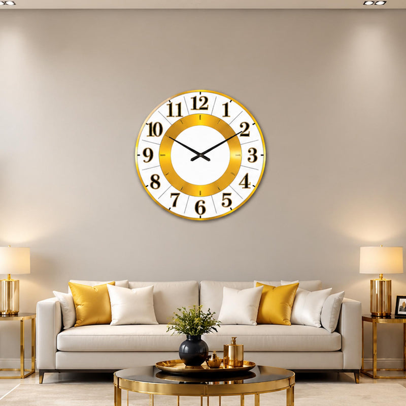 Altın Halkalı Minimal Cam Duvar Saati