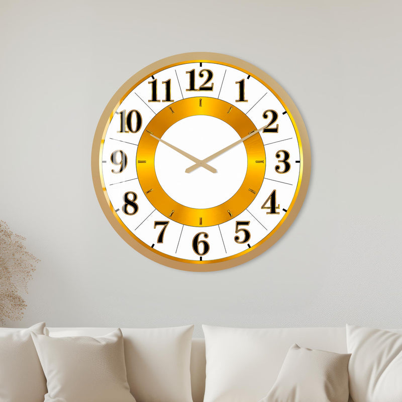 Altın Halkalı Minimal Cam Duvar Saati