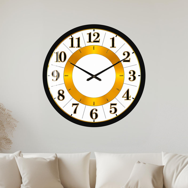 Altın Halkalı Minimal Cam Duvar Saati