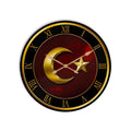 Bordo Altın Ay Yıldız Cam Duvar Saati
