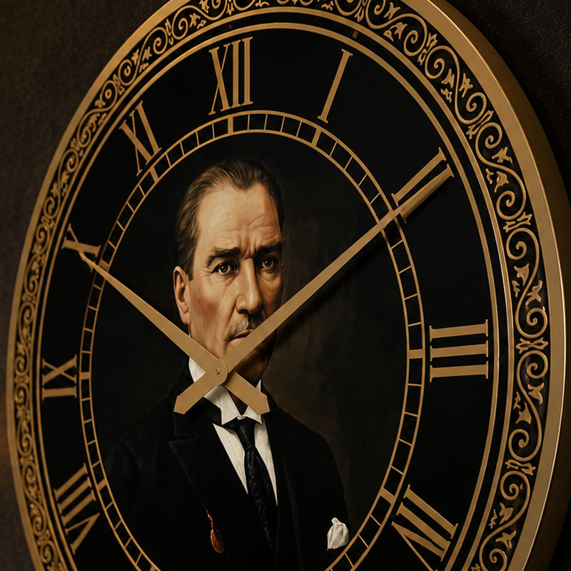 Atatürk Portre Cam Duvar Saati