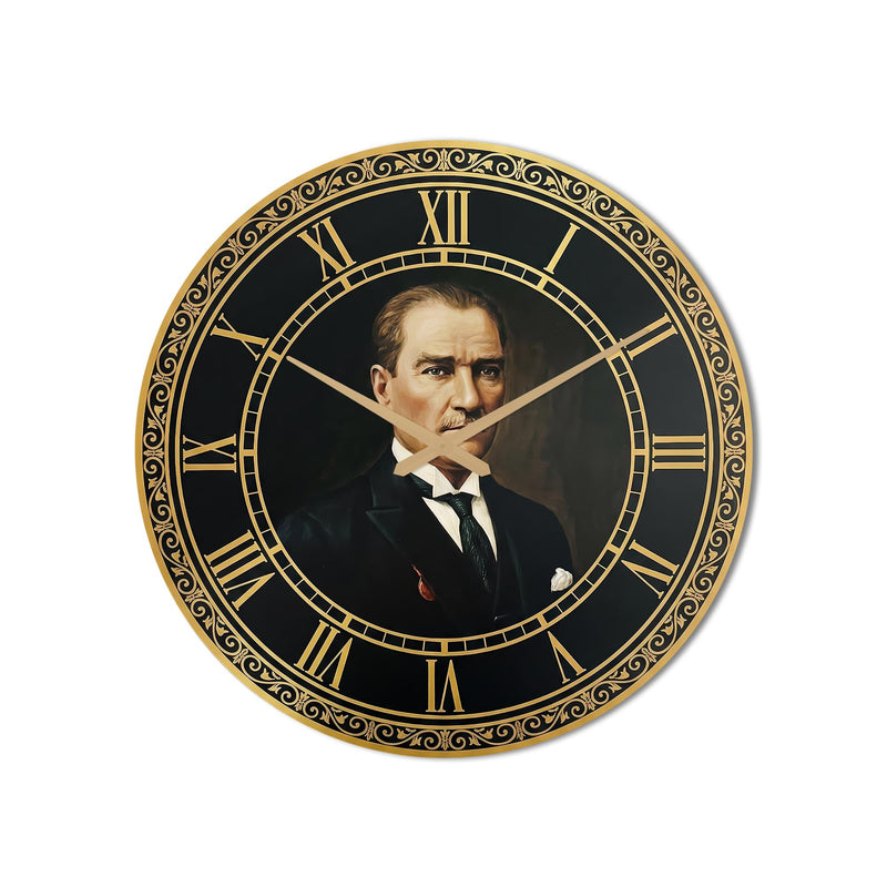 Atatürk Portre Cam Duvar Saati