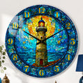 Vitray Deniz Feneri Cam Duvar Saati
