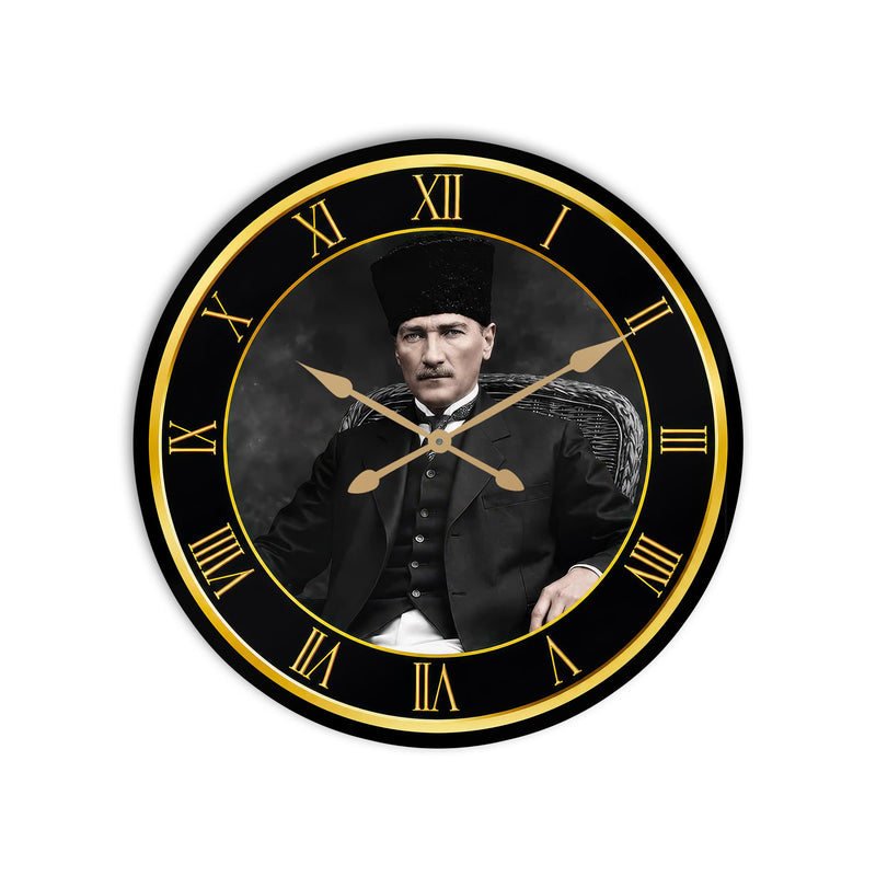 Atatürk Klasik Portre Cam Duvar Saati