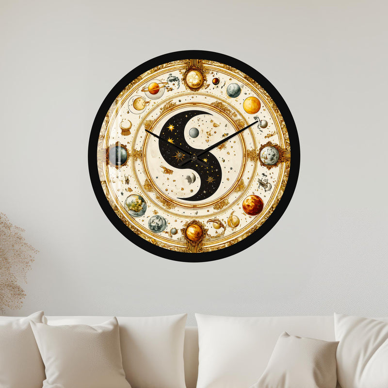 Kozmik Yin Yang Cam Duvar Saati