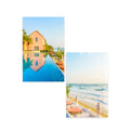 Plajda Manzara - İkili Cam Tablo