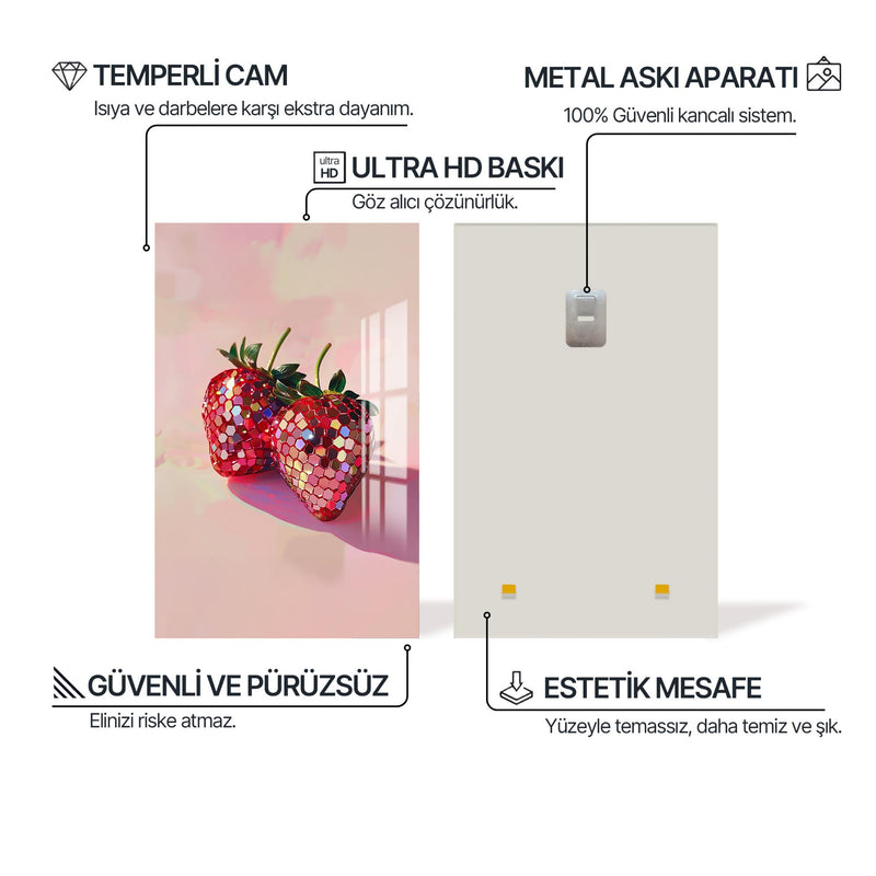 Parlayan Çilek Cam Tablo – Cam Tablo