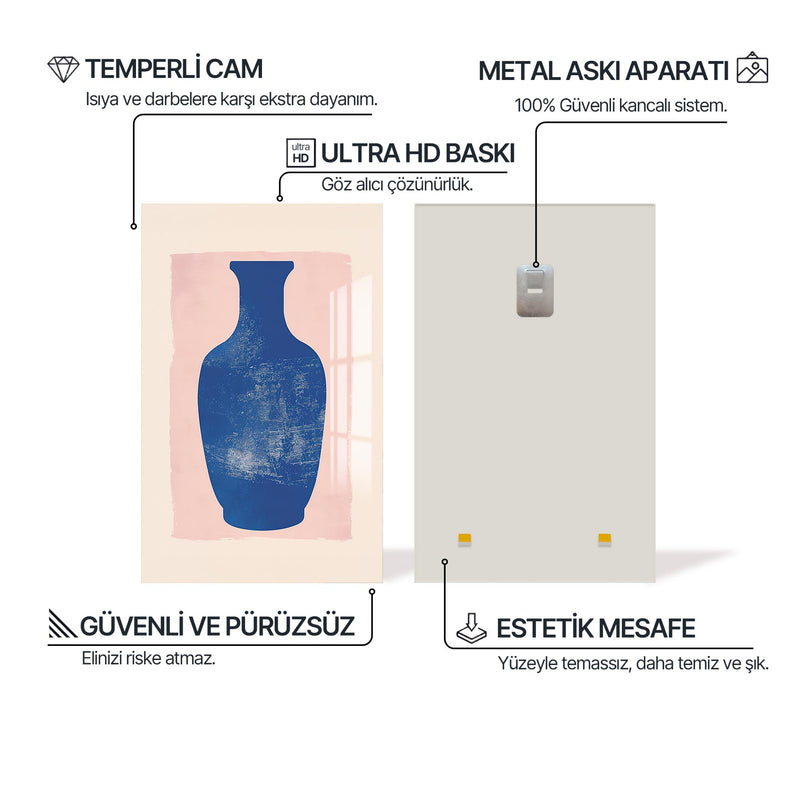 Lacivert Vazo Cam Tablo – Cam Tablo