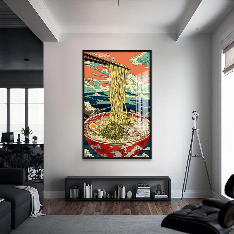 Ramen Cam Tablo – Siyah Çerçeveli Cam Tablo
